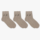 STORYi Men's Ribbed Crew Socks ? 3 Pairs (Size 10-13, Beige) HO028547L