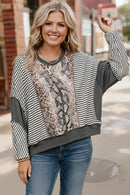 Loose Fit Leopard Stripe Pullover Top