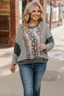 Loose Fit Leopard Stripe Pullover Top