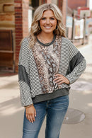 Loose Fit Leopard Stripe Pullover Top