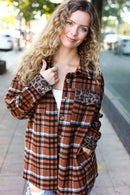 Put Together Rust Plaid & Animal Print Button Down Jacket (Open Pack)