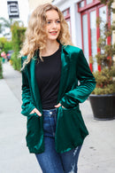 Dazzling Hunter Green Velvet Lapel Blazer (Open Pack)