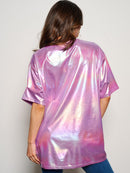 WOMEN'S SHORT SLEEVE STAY WILD METALLIC GRAPHIC BLOUSE TOP