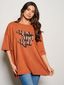 WOMEN'S SHORT SLEEVE ROCK AND ROLL GRAPHIC TOP