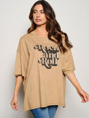 WOMEN'S SHORT SLEEVE ROCK AND ROLL GRAPHIC TOP