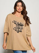 WOMEN'S SHORT SLEEVE ROCK AND ROLL GRAPHIC TOP