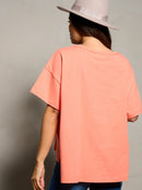 WOMEN'S SHORT SLEEVE STARS DESIGN HIGH-LOW GRAPHIC TOP