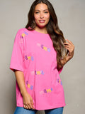 WOMEN'S SHORT SLEEVE SEQUINS MAMA GRAPHIC TOP