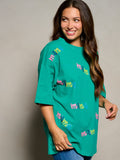 WOMEN'S SHORT SLEEVE SEQUINS MAMA GRAPHIC TOP