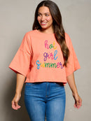 WOMEN'S SHORT SLEEVE HOT GIRL SUMMER GRAPHIC TOP