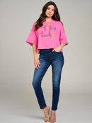 WOMEN'S SHORT SLEEVE GRAPHIC LOOSE FIT TOP