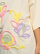 WOMEN'S SHORT SLEEVE FLOWER GRAPHIC TOP