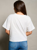 WOMEN'S SHORT SLEEVE SEQUINS HOWDY GRAPHIC TOP
