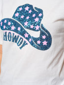 WOMEN'S SHORT SLEEVE SEQUINS HOWDY GRAPHIC TOP