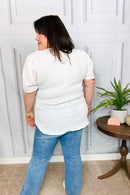 Stand Out White Crinkle Textured Woven Puff Sleeve Top (Open Pack)