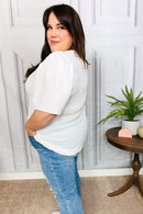 Stand Out White Crinkle Textured Woven Puff Sleeve Top (Open Pack)
