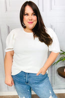 Stand Out White Crinkle Textured Woven Puff Sleeve Top (Open Pack)