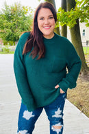 Classy Chic Hunter Green Mock Neck Chest Pocket Knit Sweater (Open Pack)
