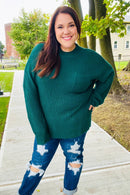 Classy Chic Hunter Green Mock Neck Chest Pocket Knit Sweater (Open Pack)
