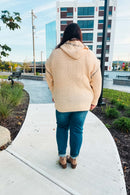The Perfect Day Oatmeal Notched Neck Contrast Stitch Knit Hoodie (Open Pack)