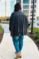 Casual Chic Charcoal V Neck Yoke Modal Knit Top (Open Pack)