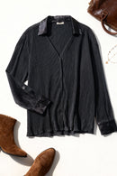 Plus Black Wavy Woven Blouse