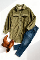 Olive Sherpa Sweater