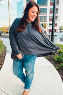 Casual Chic Charcoal V Neck Yoke Modal Knit Top (Open Pack)