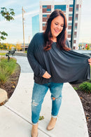 Casual Chic Charcoal V Neck Yoke Modal Knit Top (Open Pack)