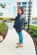 Casual Chic Charcoal V Neck Yoke Modal Knit Top (Open Pack)