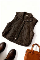 Black Woven Puffer Vest