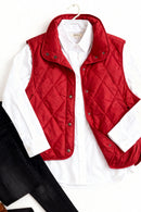Burgundy Woven Puffer Vest
