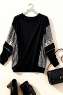 Plus Black Lace Sweater