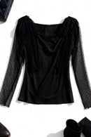 Plus Black Lace Sleeve Top