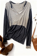 Plus Navy Stripe Design Top