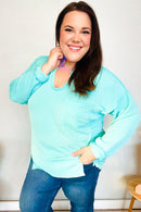 Eyes On You Seafoam Mineral Wash Rib Notch Neck Pocket Top (Open Pack)