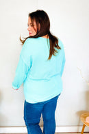 Eyes On You Seafoam Mineral Wash Rib Notch Neck Pocket Top (Open Pack)