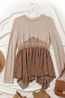 Taupe Print Hem Top