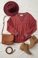 Plus Marsala Solid Design Blouse