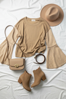 Taupe Crochet Sleeve Top