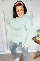 Back to Basics Sage Jacquard Cable Pullover Top (Open Pack)
