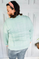 Back to Basics Sage Jacquard Cable Pullover Top (Open Pack)