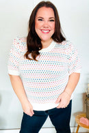 Spread Joy Ivory & Multicolor Jacquard Bubble Sleeve Sweater (Open Pack)