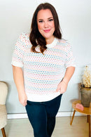 Spread Joy Ivory & Multicolor Jacquard Bubble Sleeve Sweater (Open Pack)