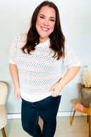 Spread Joy Ivory & Multicolor Jacquard Bubble Sleeve Sweater (Open Pack)