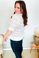 Spread Joy Ivory & Multicolor Jacquard Bubble Sleeve Sweater (Open Pack)