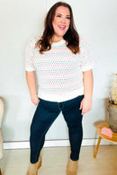 Spread Joy Ivory & Multicolor Jacquard Bubble Sleeve Sweater (Open Pack)