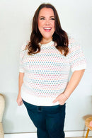 Spread Joy Ivory & Multicolor Jacquard Bubble Sleeve Sweater (Open Pack)