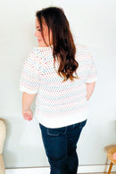 Spread Joy Ivory & Multicolor Jacquard Bubble Sleeve Sweater (Open Pack)