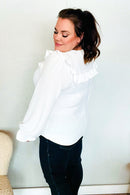 Eyes On You Ivory Ribbon Tie Bow Square Neck Ruffle Bubble Sleeve Blouse (Open Pack)